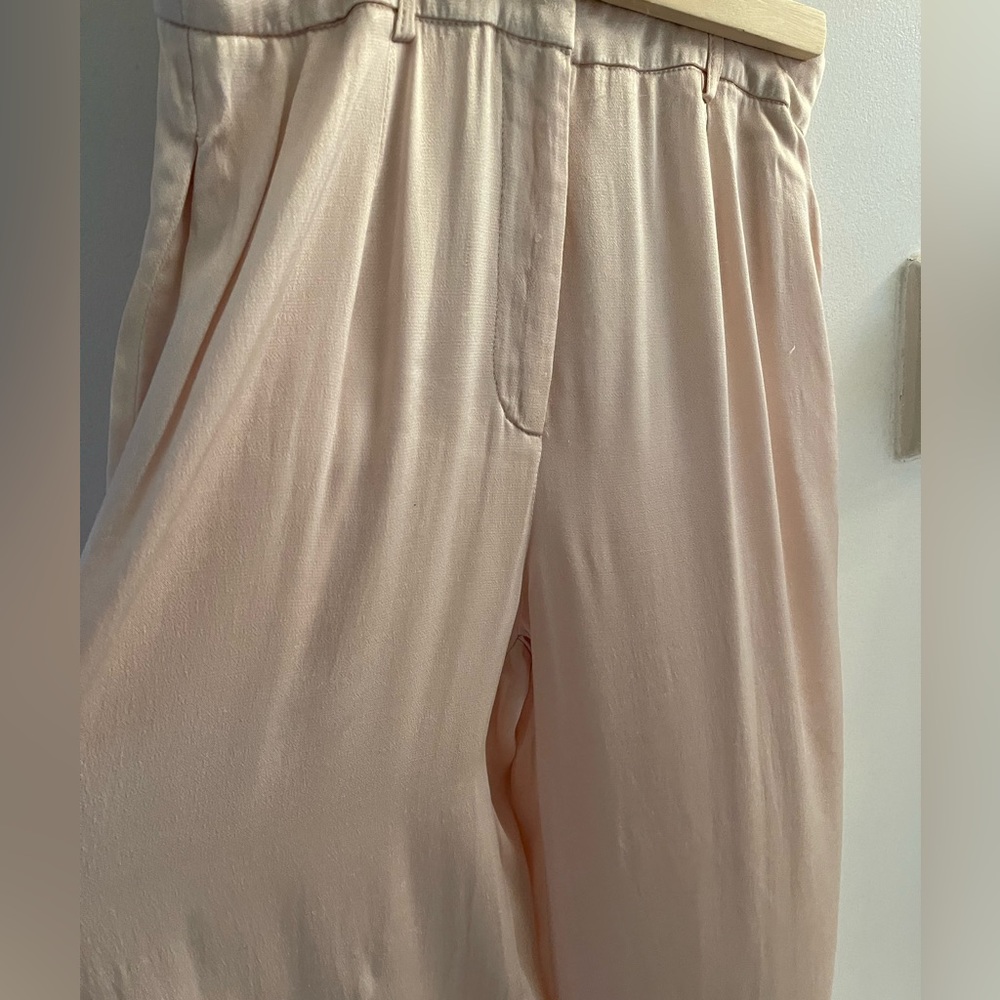 Pale pink satin wide leg